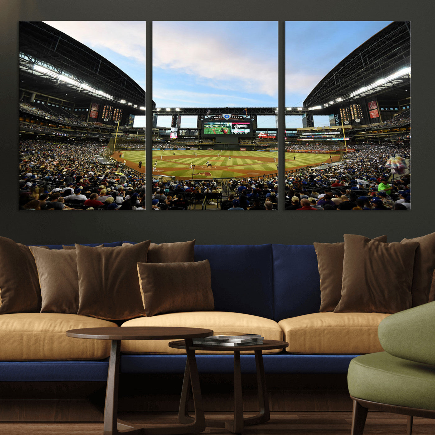 MGV-CV-60X30-3P - Arizona Diamondbacks Baseball Team Print - Phoenix Chase Field Stadium Wall Art Canvas Print