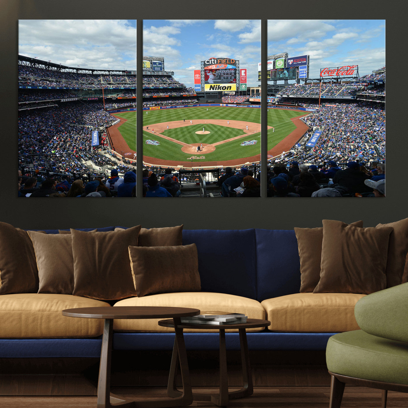 MGV-CV-60X30-3P - New York Mets Baseball Team Print - Citi Field Stadium Wall Art Canvas Print