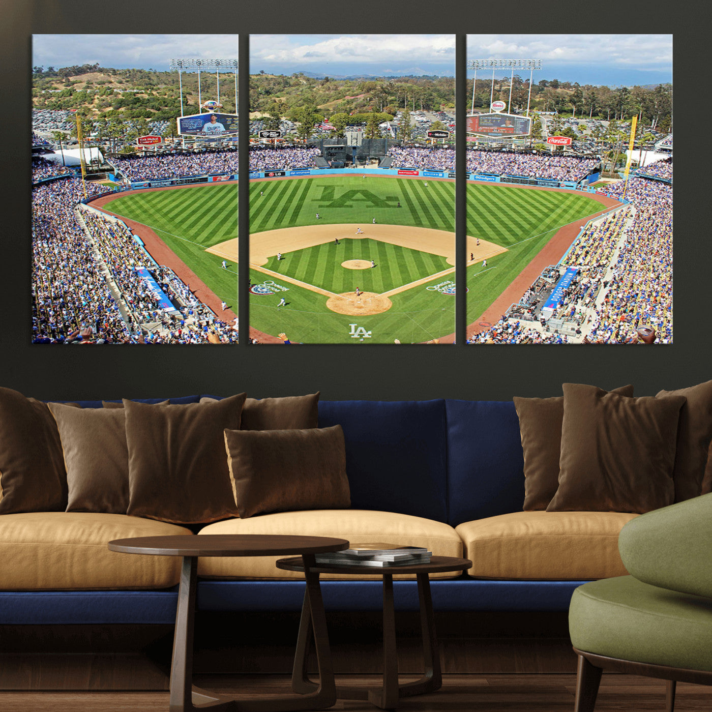 MGV-CV-60X30-3P - Citi Field Wall Art Print | 3-Panel New York Mets Baseball Stadium Canvas Print | Framed Sports Decor for Living Room, Man Cave, or Office