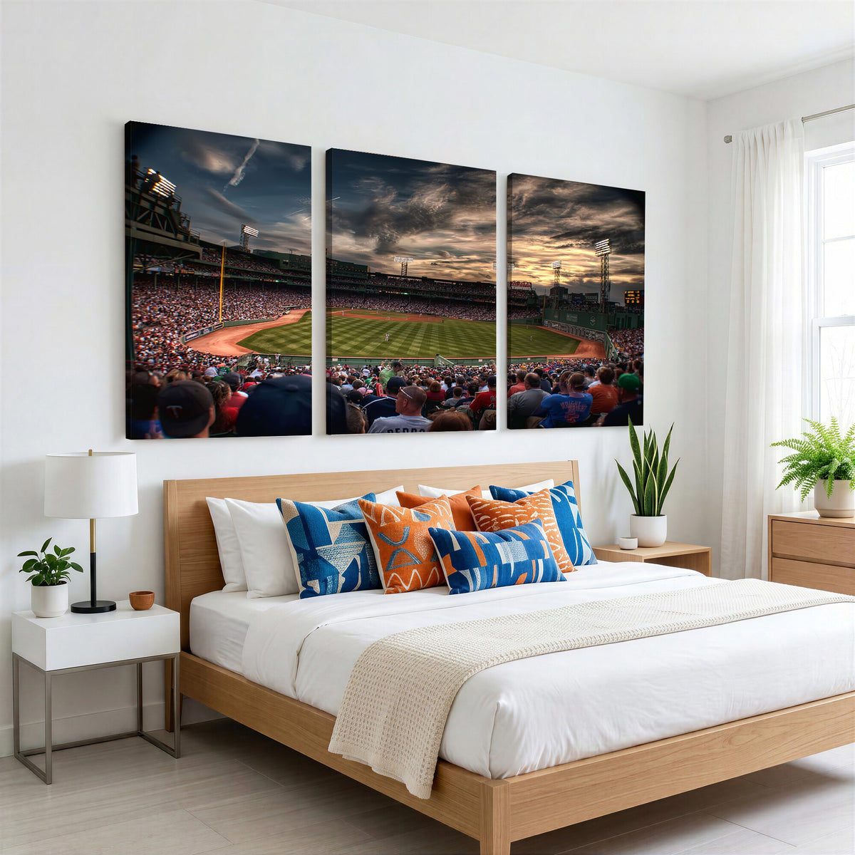 53432-MGV-CV-36X24 - Boston Red Sox Baseball Team Print, Massachusetts Fenway Park Stadium Wall Art Canvas Print