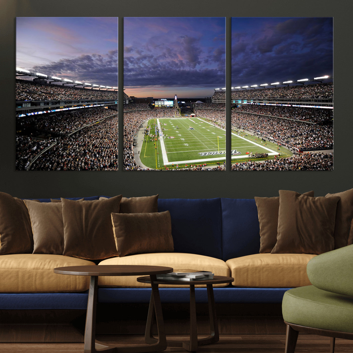 MGV-CV-60X30-3P - New England Patriots Football Team Print - Foxborough Gillette Stadium Wall Art Canvas Print