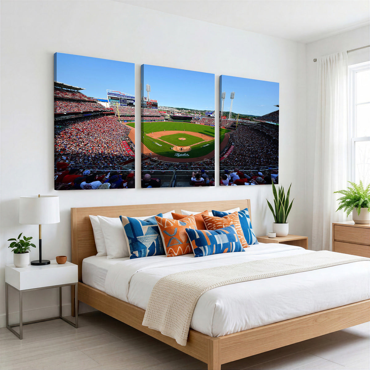 90998-MGV-CV-36X24 - Cincinnati Reds Baseball Canvas Print | Great American Ball Park Stadium Wall Art