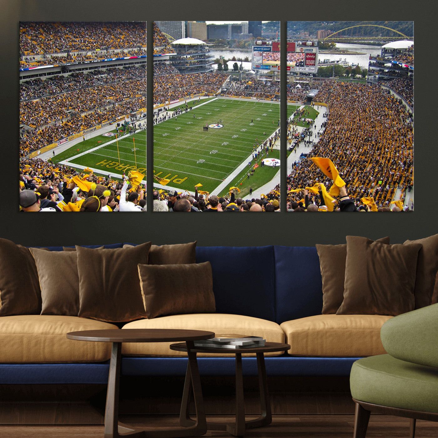 MGV-CV-60X30-3P - Pittsburgh Steelers Football Team Print - Pittsburgh Heinz Field Stadium Wall Art Canvas Print