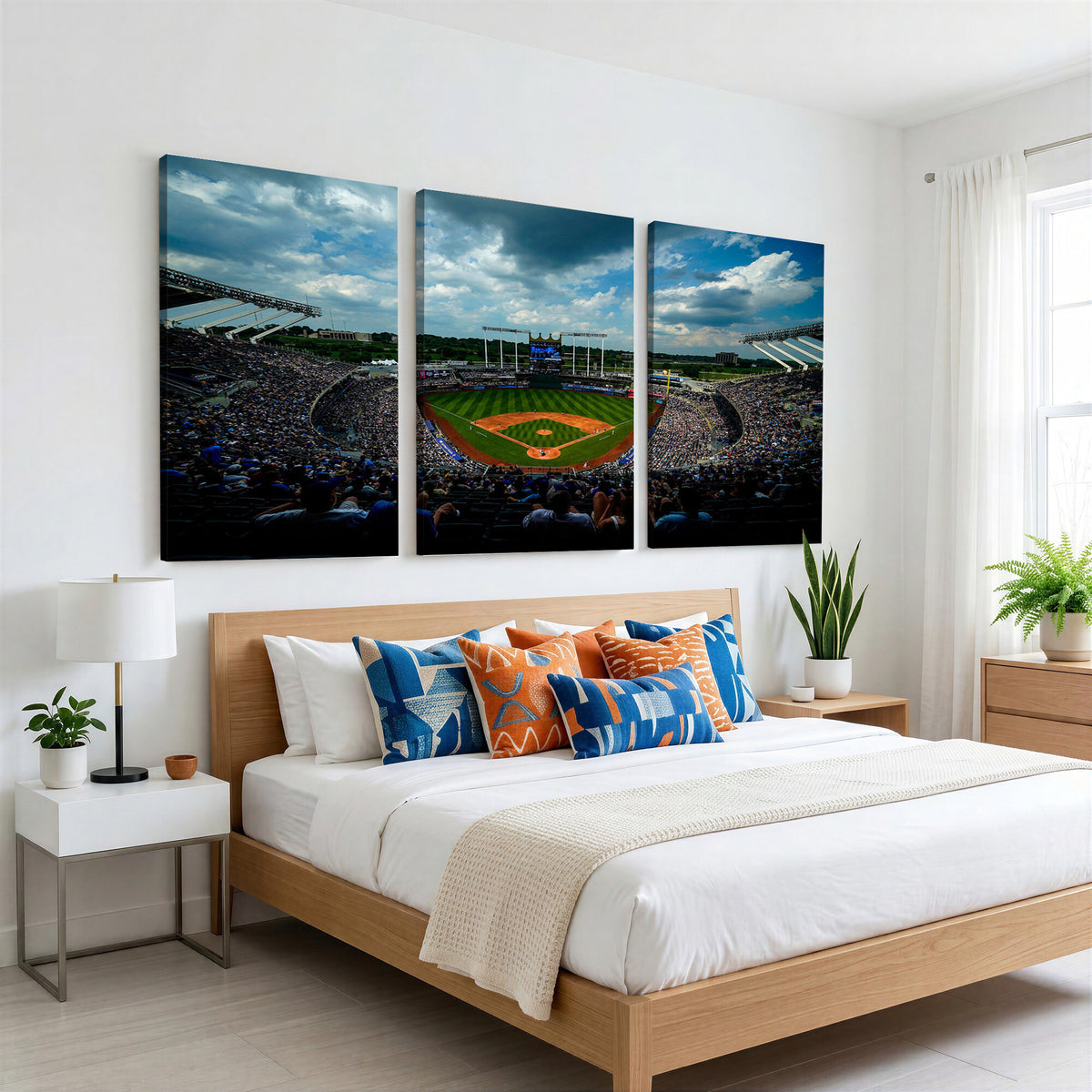 37127-MGV-CV-36X24 - 3-Panel Kauffman Stadium Wall Art Print | Large Kansas City Royals Baseball Canvas