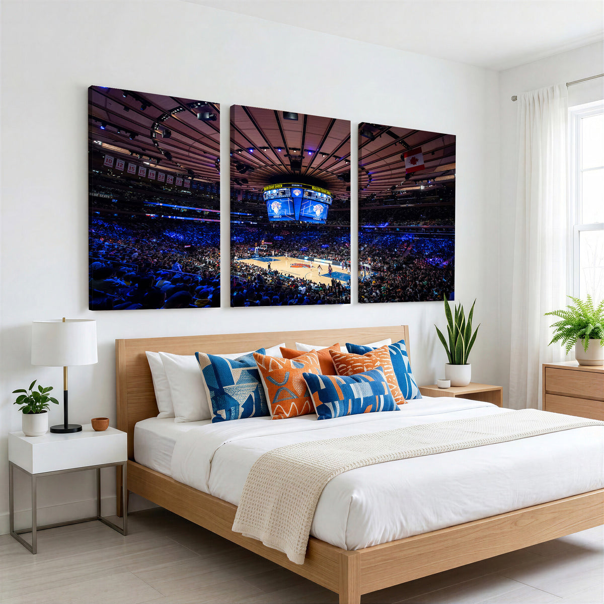20491-MGV-CV-36X24 - Madison Square Garden Basketball Print Canvas, Basketball Game Triple Canvas Wall Art