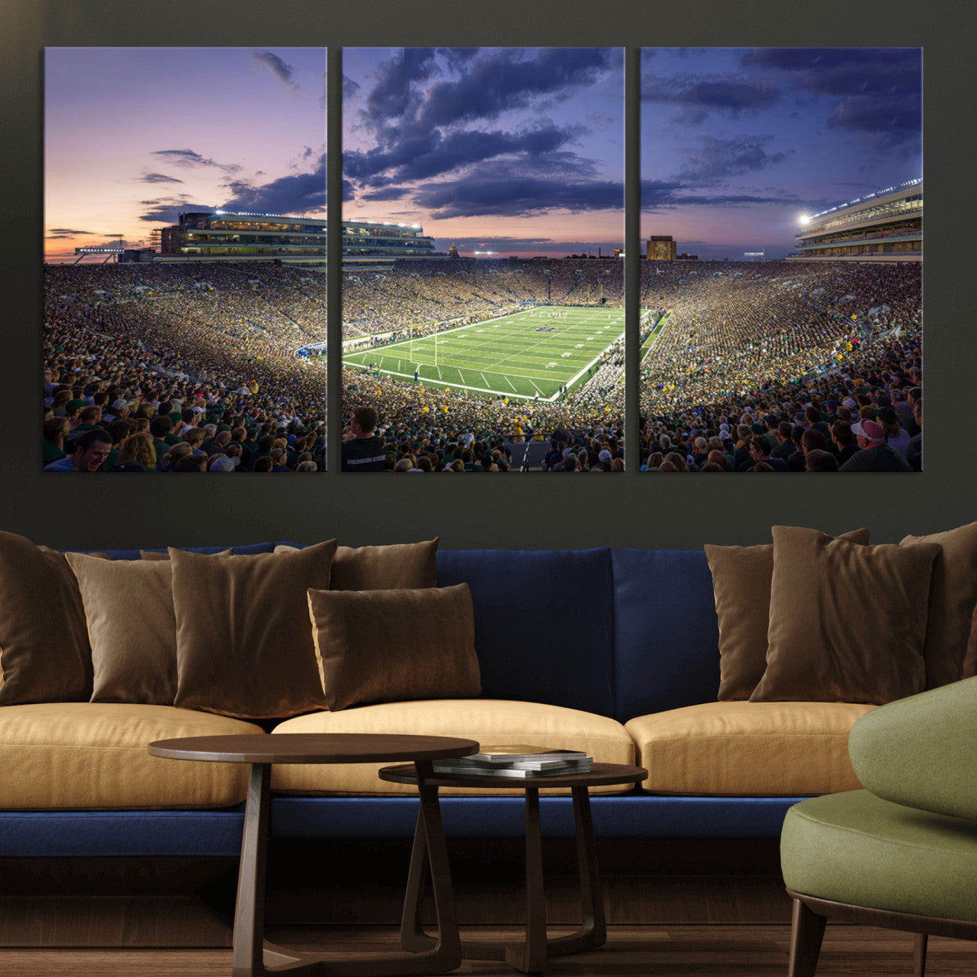 MGV-CV-60X30-3P - Notre Dame Fighting Irish Football Team Print - Notre Dame Stadium Wall Art Canvas Print