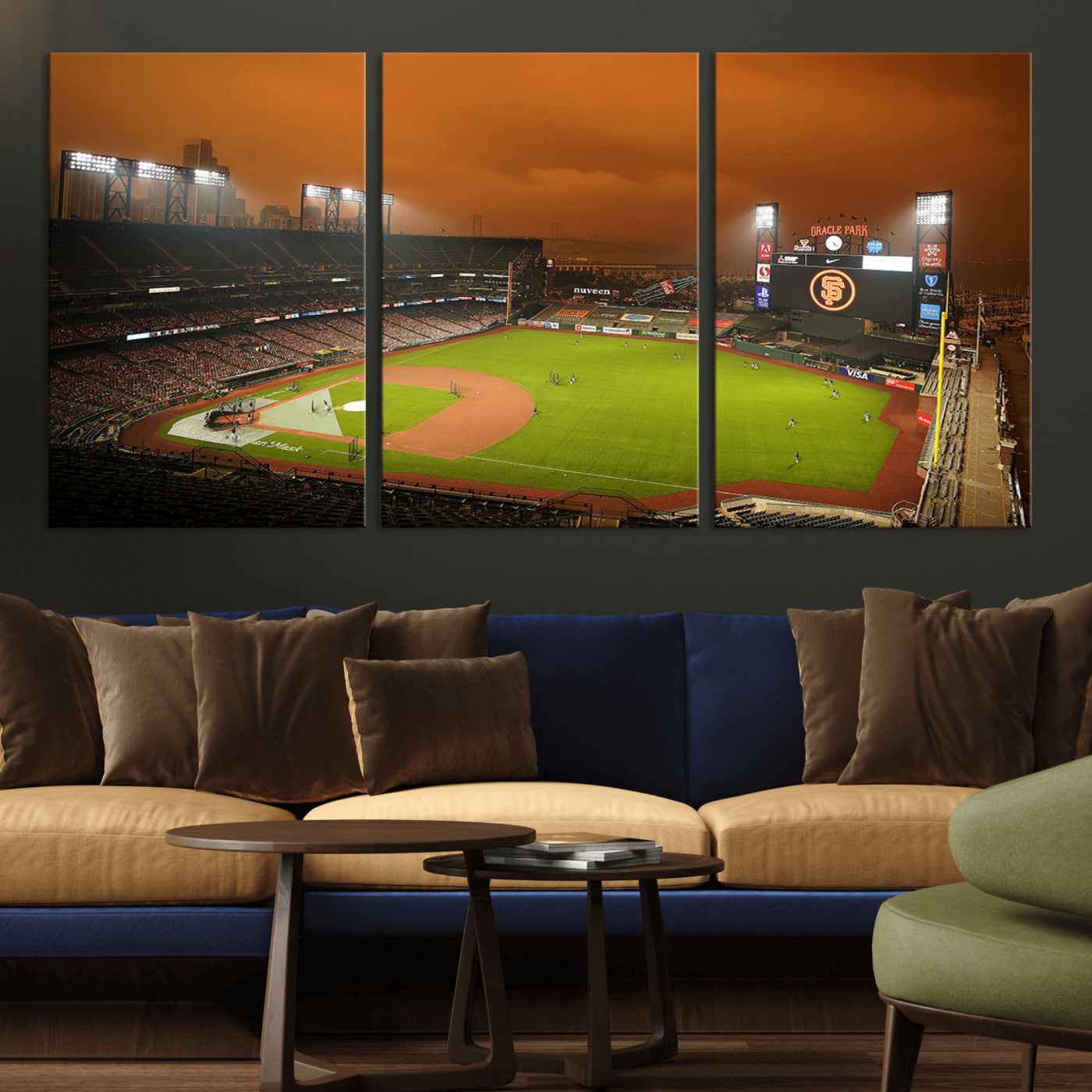 MGV-CV-60X30-3P - San Francisco Giants Baseball Team Print - Oracle Park Stadium Wall Art Canvas Print