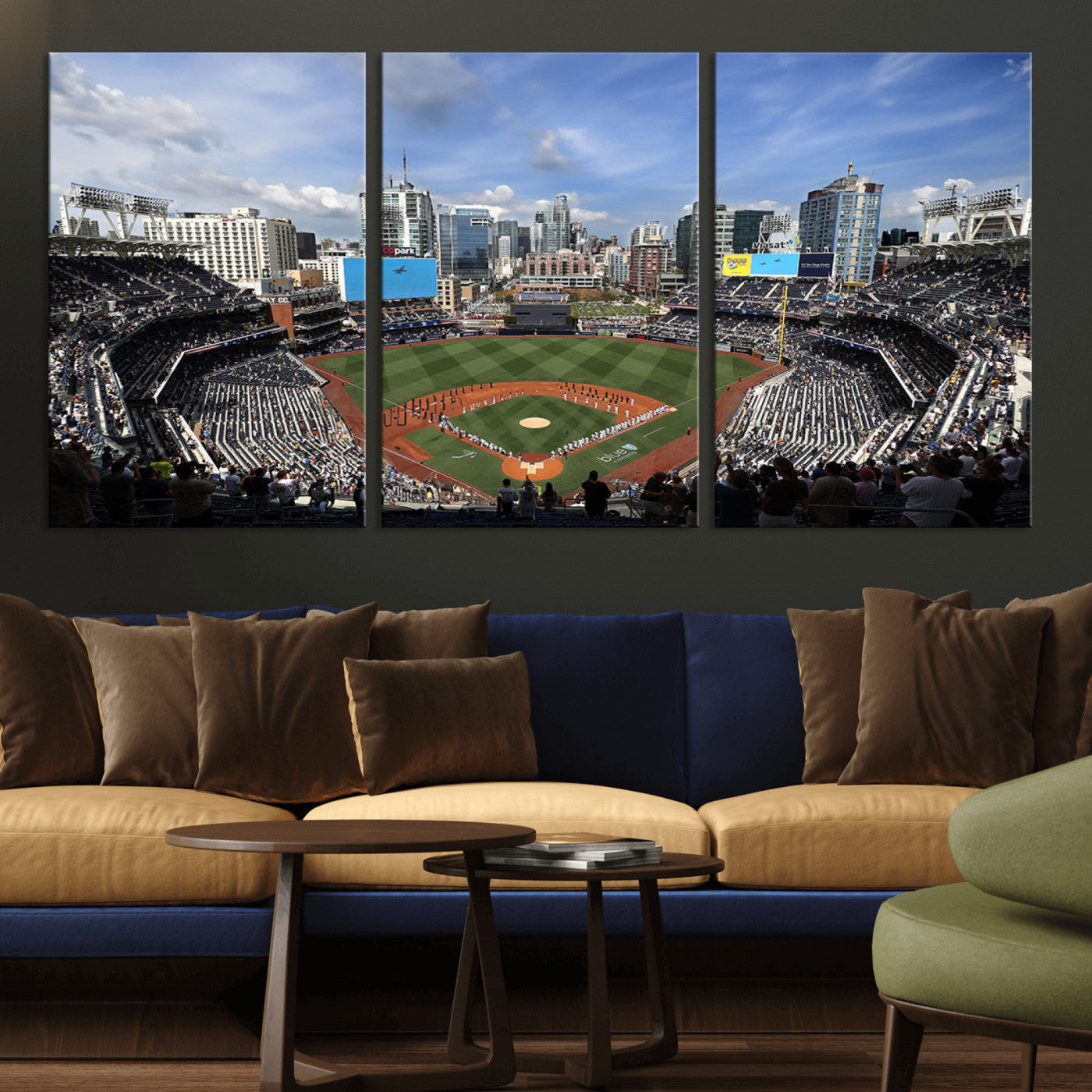 MGV-CV-60X30-3P - San Diego Padres Baseball Team Print - Petco Park Stadium Wall Art Canvas Print
