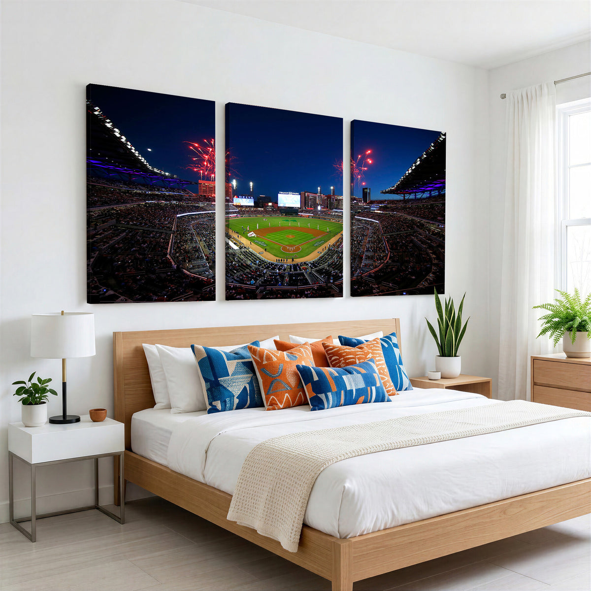 50582-MGV-CV-36X24 - Truist Park Atlanta Braves Baseball Stadium Wall Art Print | Large 3-Panel Canvas Print for Sports