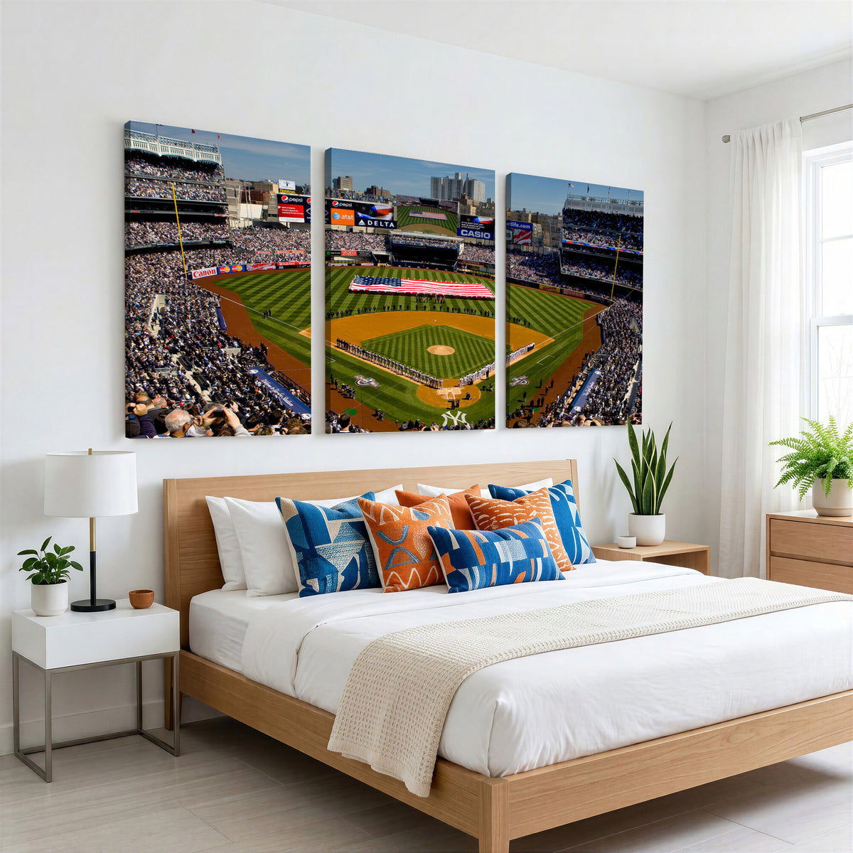 20879-MGV-CV-36X24 - Yankee Stadium New York Wall Art Print | 3-Panel Canvas Print of Yankees Baseball Stadium
