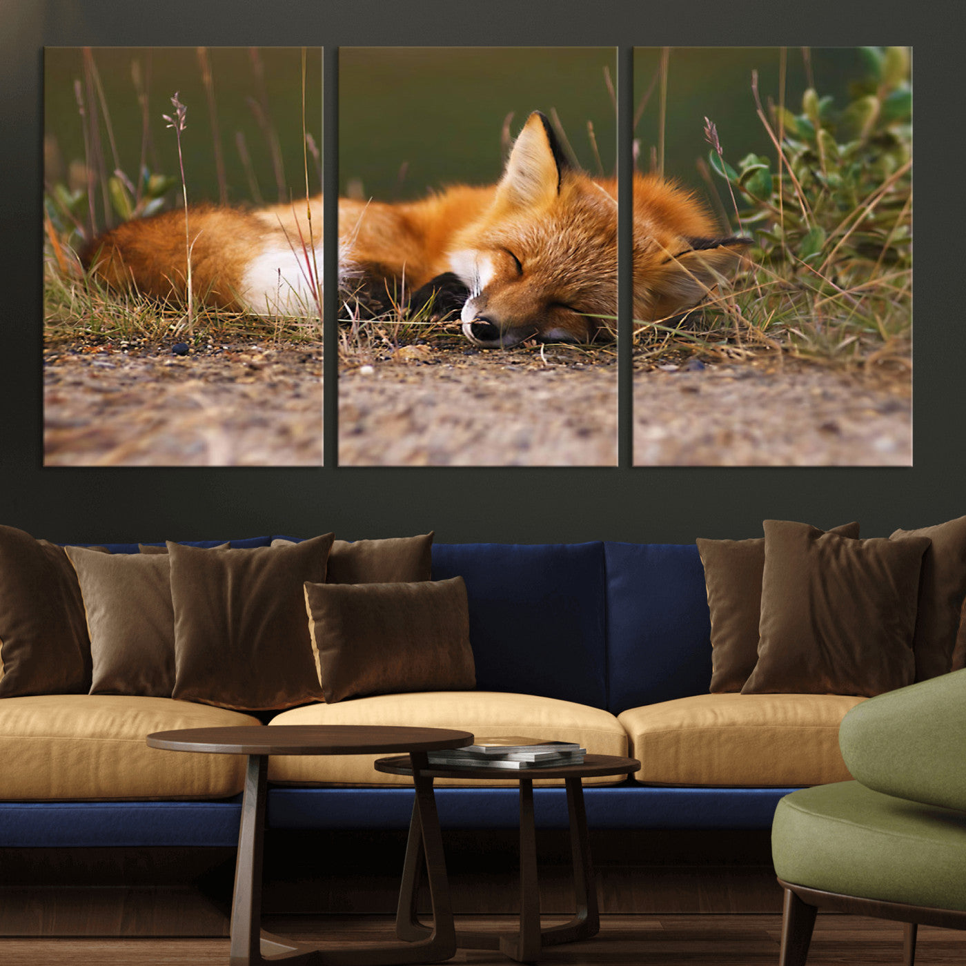 -Sleeping Fox Wall Art Canvas Print, Farmhouse Wall Decor and Animal Wall Art Print