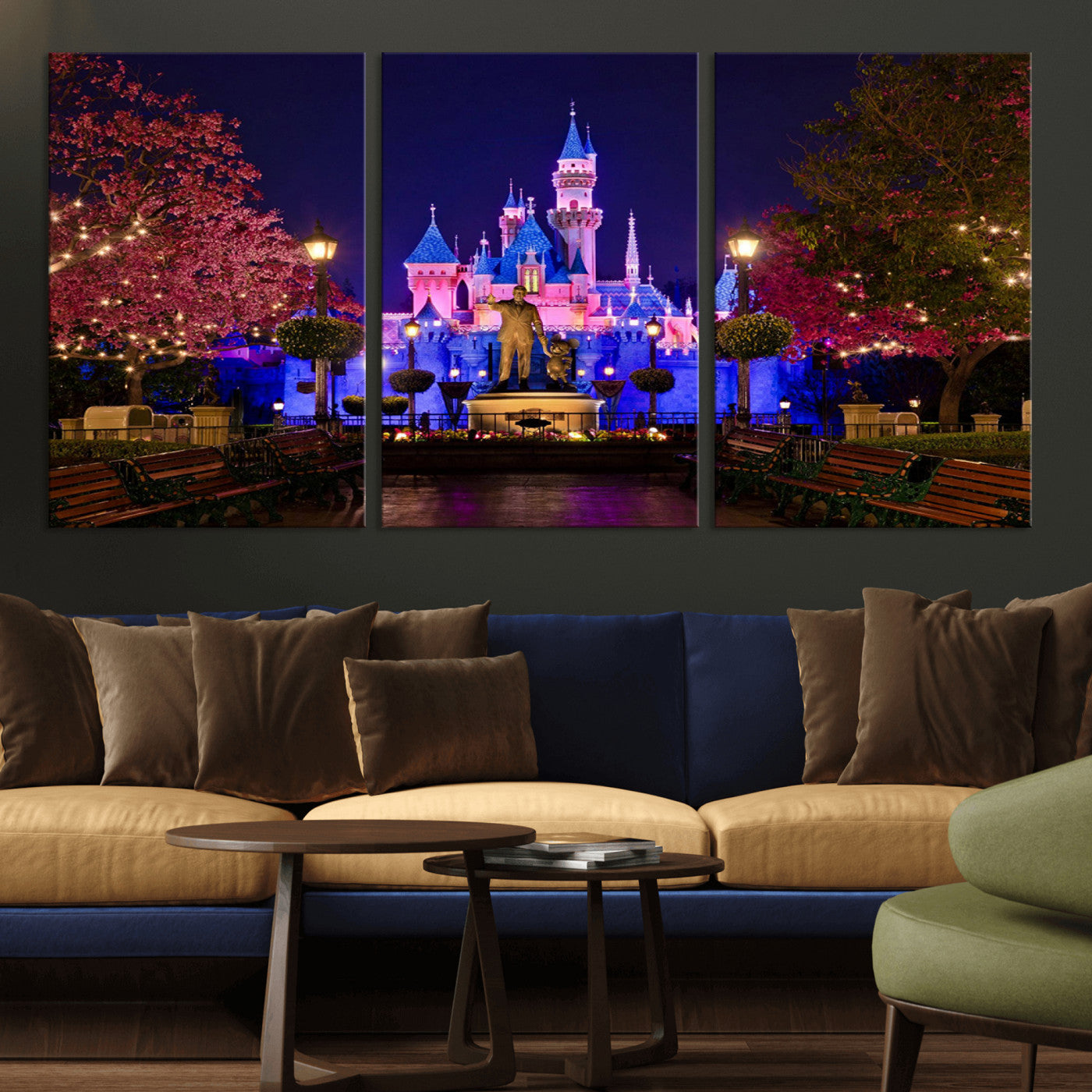 MGV-CV-60X30-3P - Castle Large Wall Art Disney Magic Kingdom Kids Room Decor - Disney World Christmas Home Decor Child