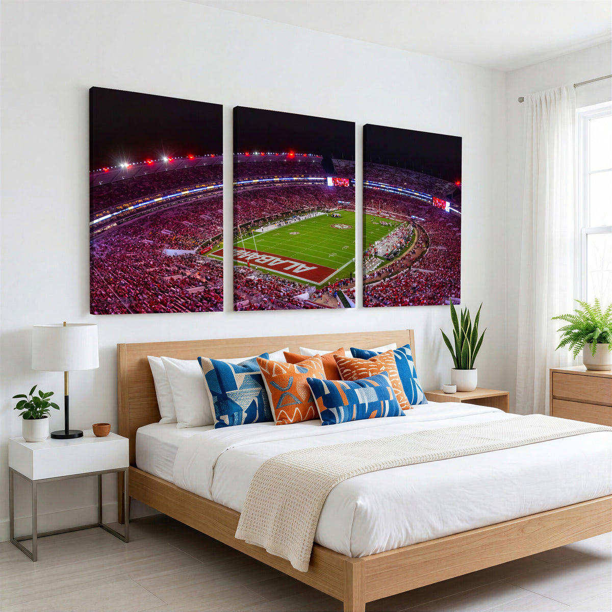 11343-MGV-CV-36X24 - Bryant-Denny Stadium Night Game Triple Canvas Wall Art | Alabama Crimson Tide Football