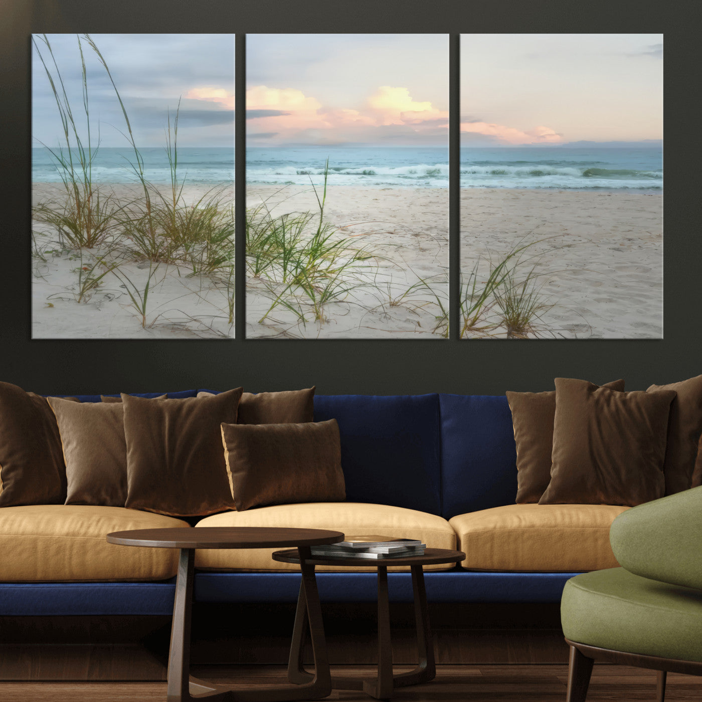 MGV-CV-60X30-3P - Flight Over Coastal Beach Landscape, Flight Over Coastal Beach Print Canvas Wall Art