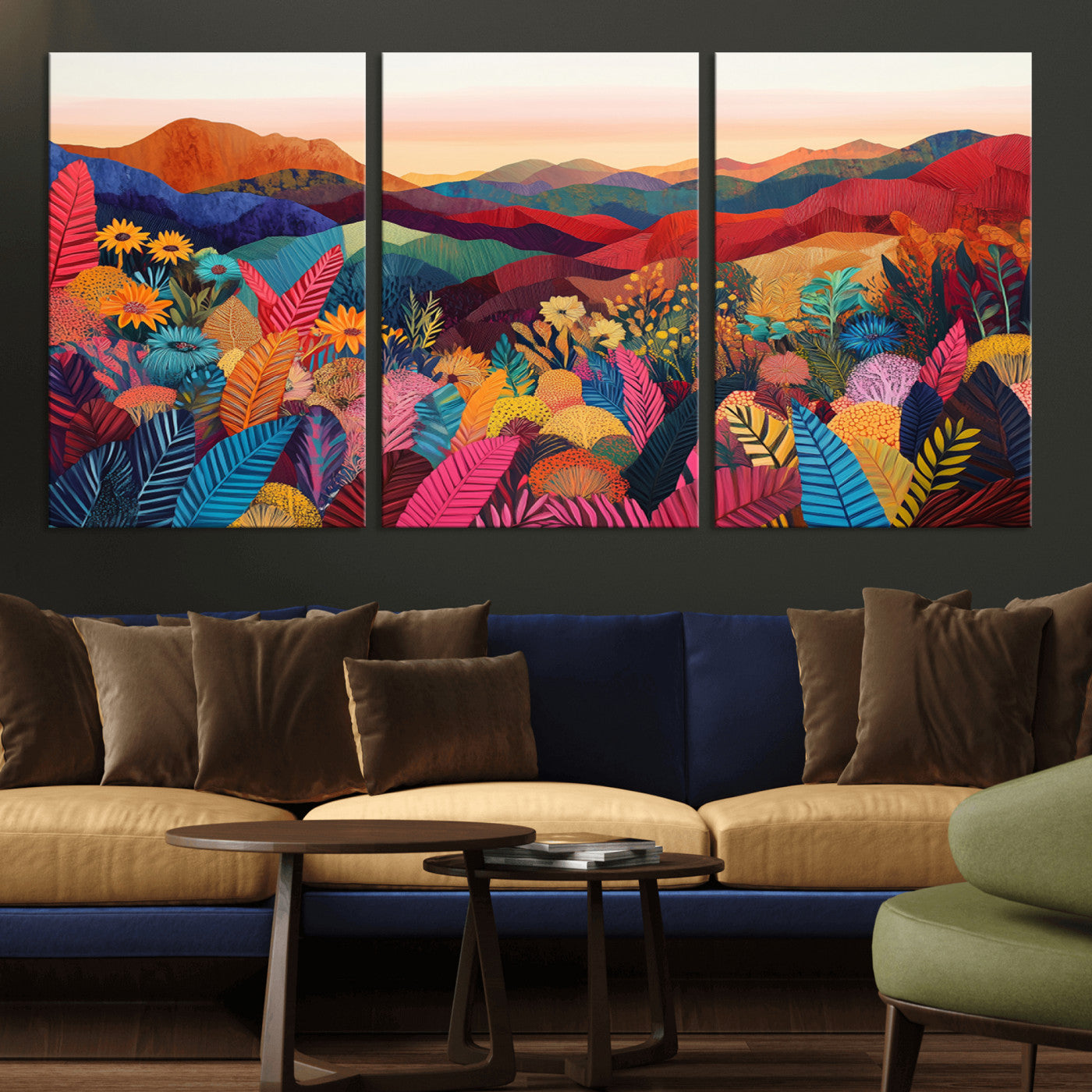 MGV-CV-60X30-3P - YAYOI KUSAMA Abstract Print - Landscape Canvas Wall Art Print - Vibrant Modern Decor for Living