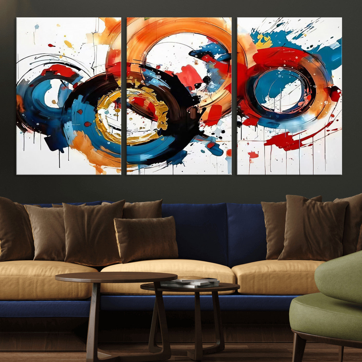 MGV-CV-60X30-3P - Abstract Wall Art, Rings Wall Art Canvas Print