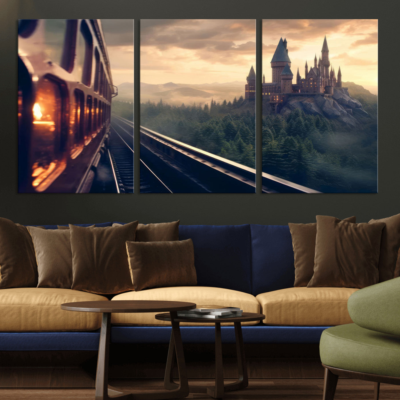 MGV-CV-60X30-3P - Harry Castle Wall Art Canvas Print, Wizard School Wall Art Print, Movie Wall Art Print