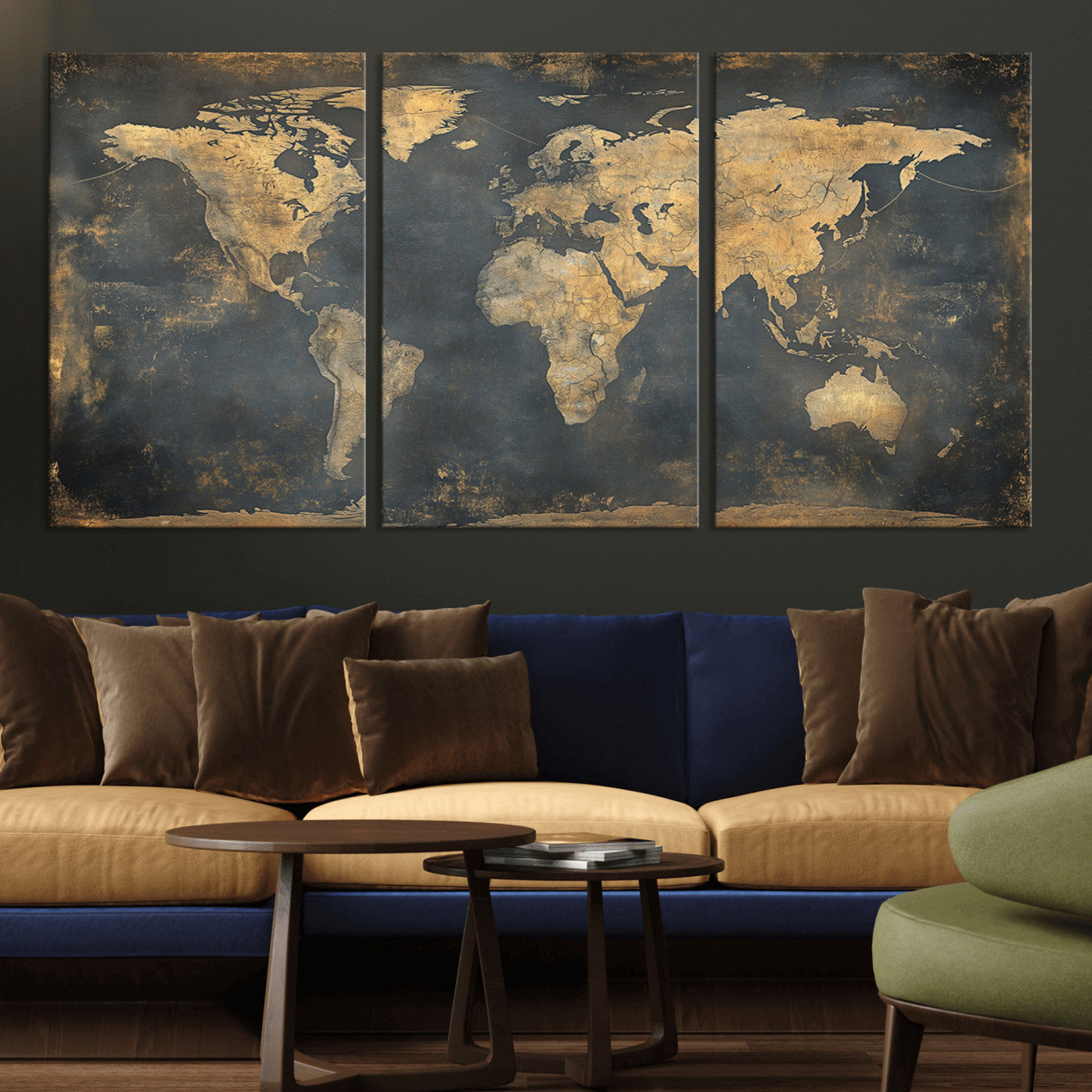 MGV-CV-60X30-3P - Push Pin World Map Canvas Print – Framed Wall Art for Couples to Track Their Travels – Anniversary