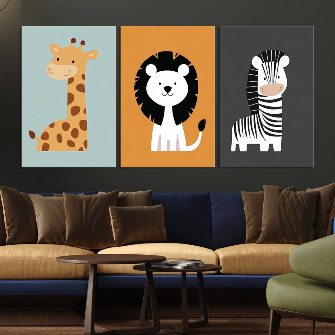 Boho Jungle Animal Nursery Wall Art Prints - Safari Decor in Earth Tones for Modern and Stylish Nursery Spaces