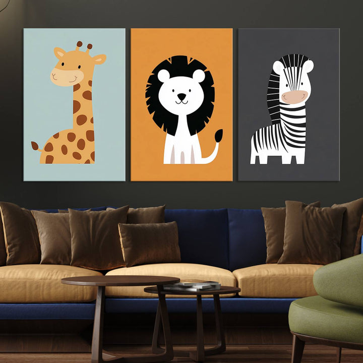 Boho Jungle Animal Nursery Wall Art Prints - Safari Decor in Earth Tones for Modern and Stylish Nursery Spaces