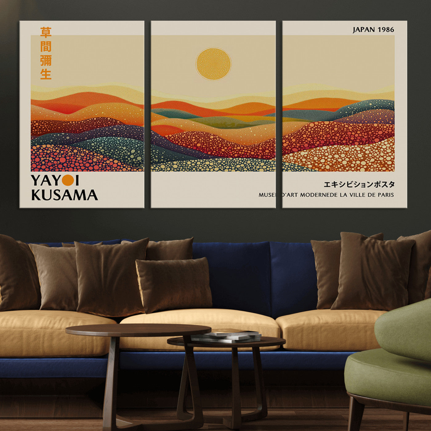 MGV-CV-60X30-3P - Yayoi Kusama Art Print Wall Decor – Yayoi Kusama Wabi Sabi Japanese Wall Art Print - Vibrant