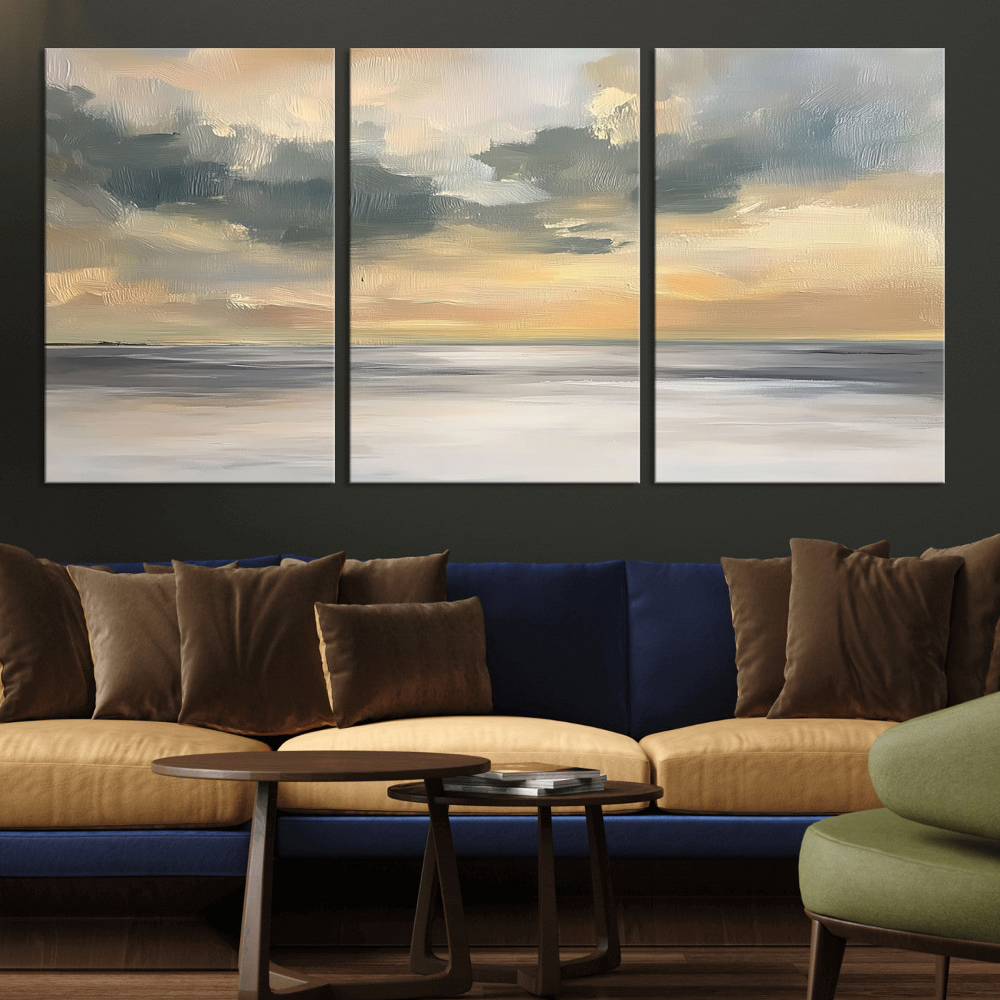 MGV-CV-60X30-3P - Modern Coastal Artwork with Vibrant Abstract Ocean Waves Wall Art Canvas Print for Contemporary