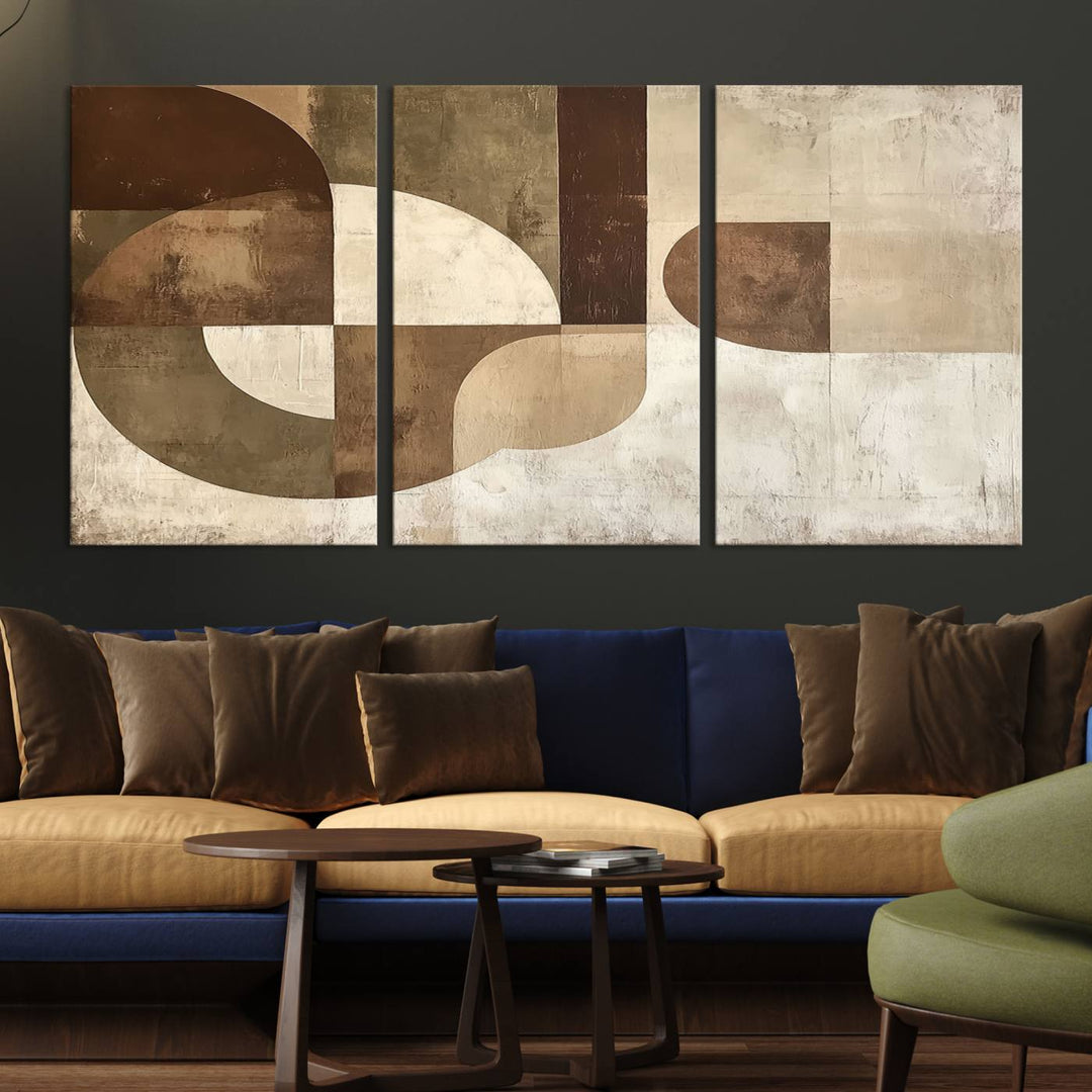 Wabi Sabi Geometric Wall Art is an abstract modern minimalist canvas featuring neutral tones.