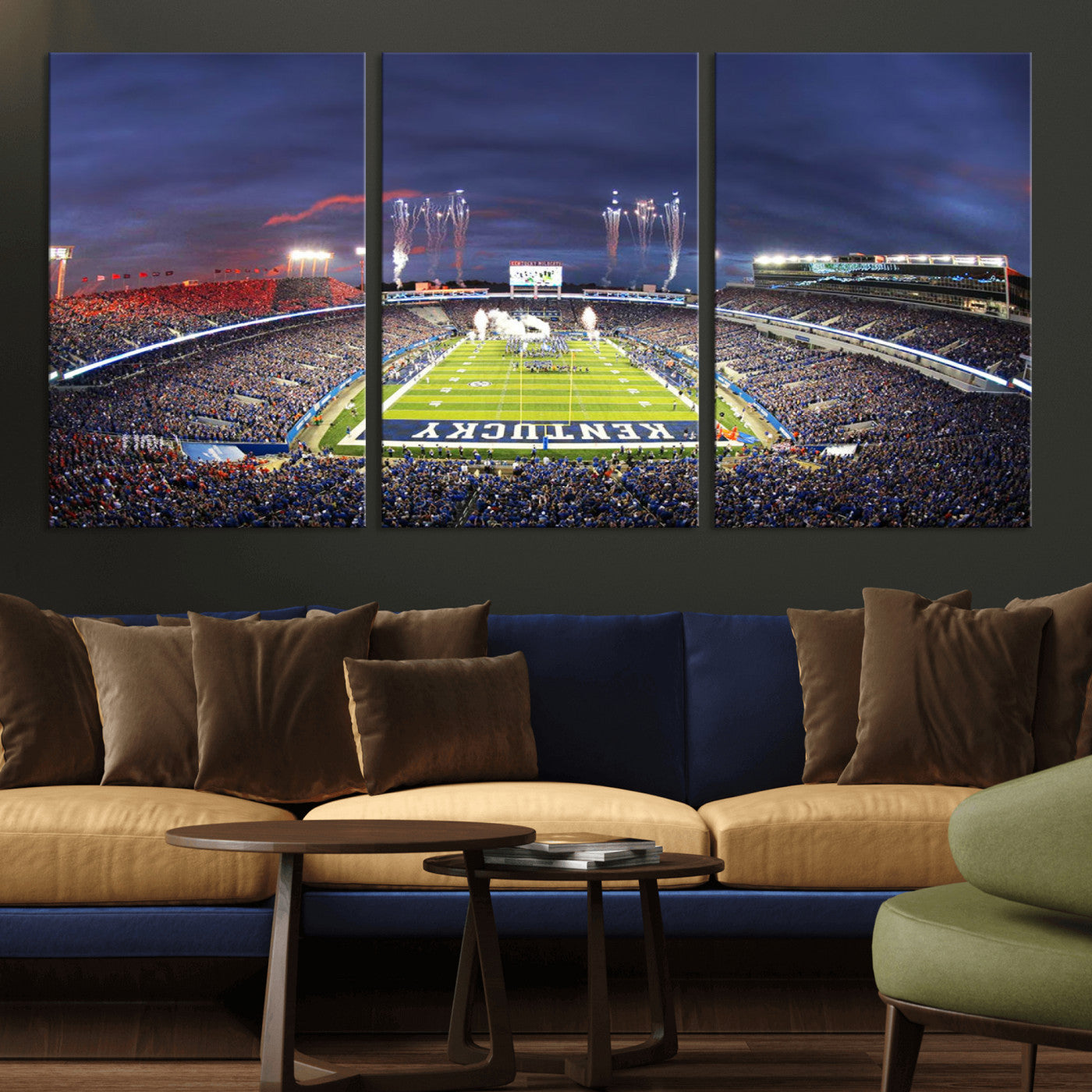 MGV-CV-60X30-3P - Kroger Field Canvas Wall Art - Kentucky Stadium Wall Art Print - Sunset Football Stadium Wall Decor