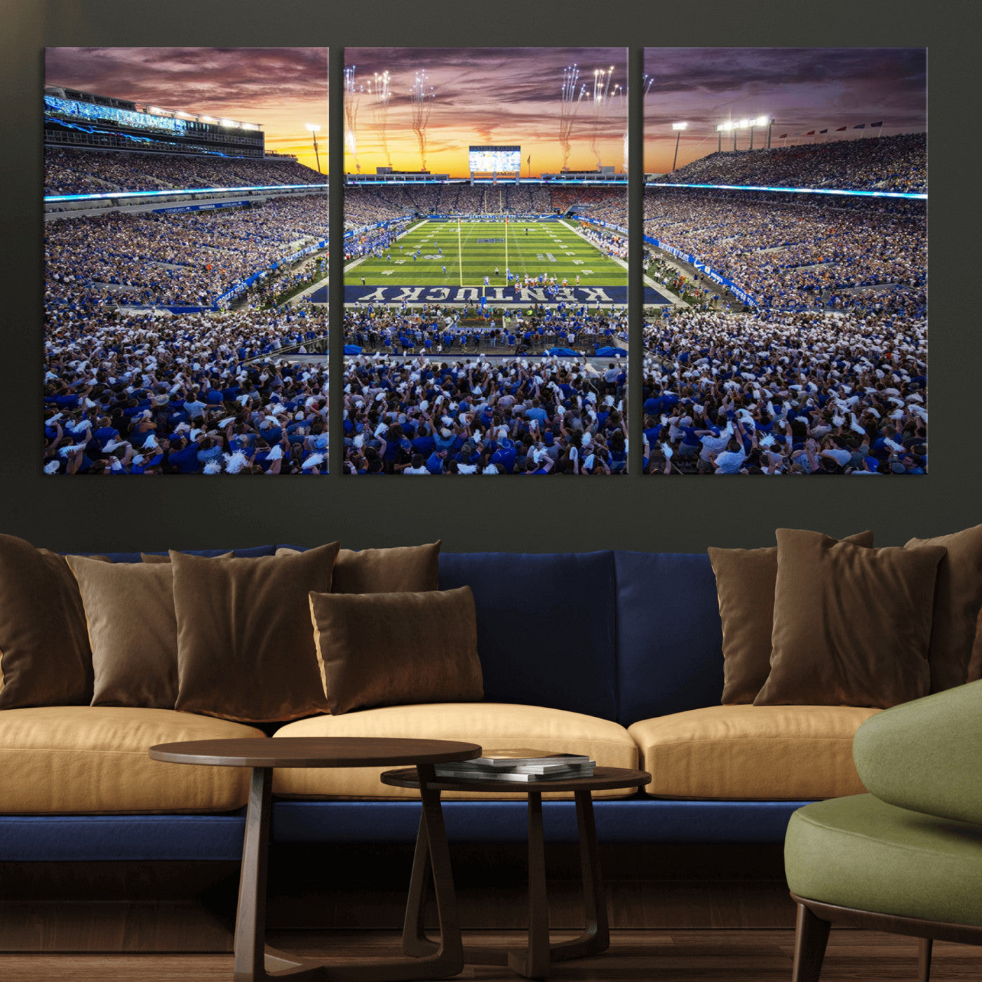 MGV-CV-60X30-3P - Kroger Field Wall Art Print - Kentucky Stadium Wall Art Print - Sunset Football Stadium Wall Decor -