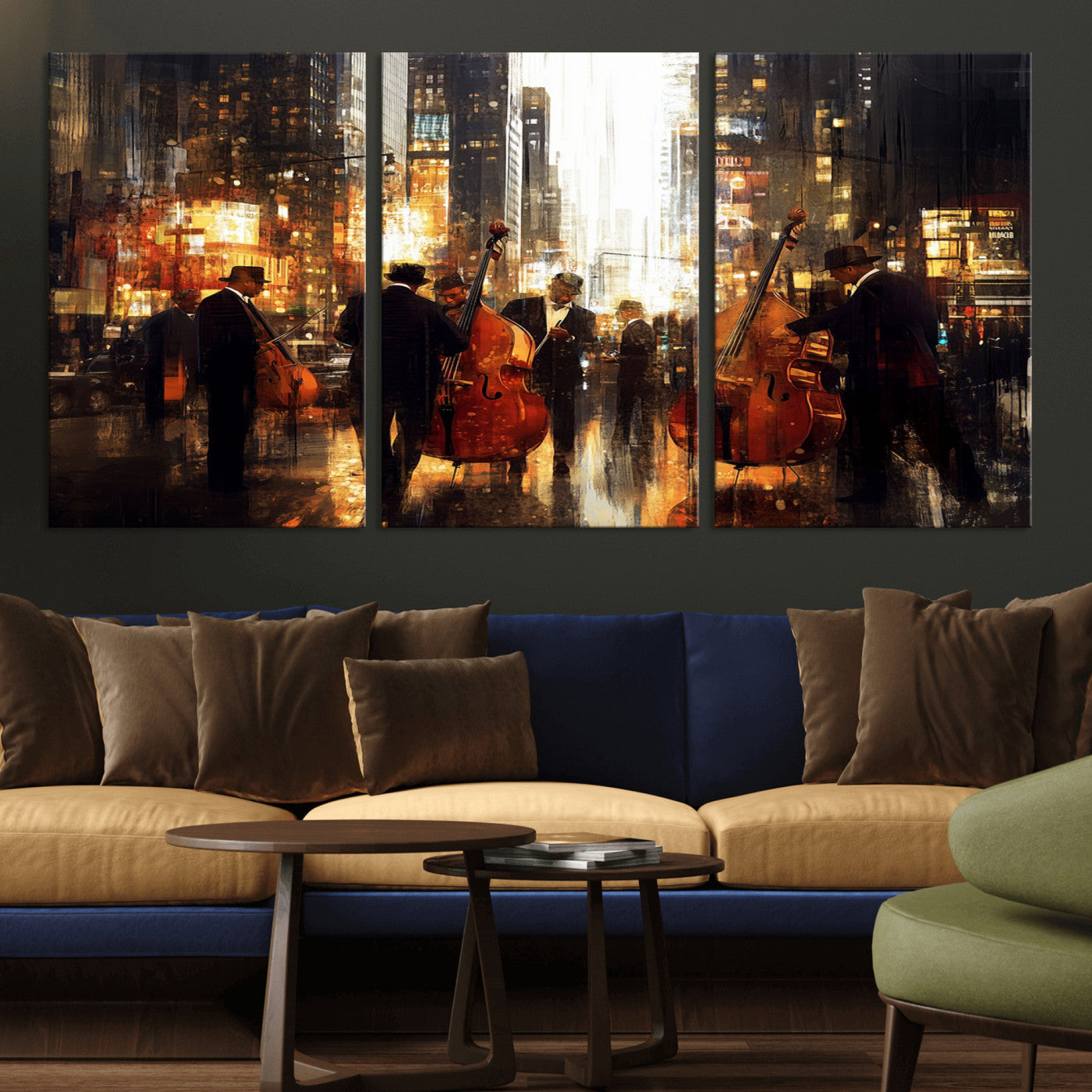MGV-CV-60X30-3P - Abstract Jazz Art Wall Art Canvas Print - Framed Abstract Music Canvas - Colorful Instrument Poster