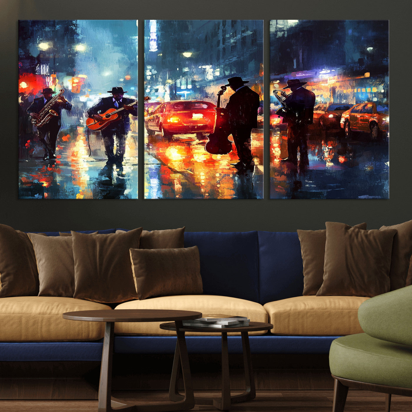 MGV-CV-60X30-3P - African American Jazz Canvas - Abstract Music Wall Art Print - Abstract Jazz Wall Art Framed Prints