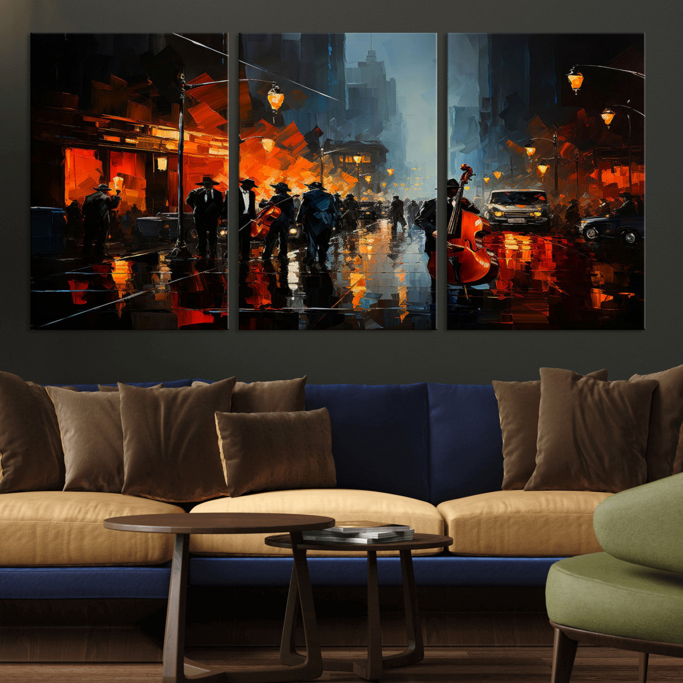MGV-CV-60X30-3P - Winston Porter Jazz Wall Art - African American Music Canvas - Abstract Colorful Music Art - Framed
