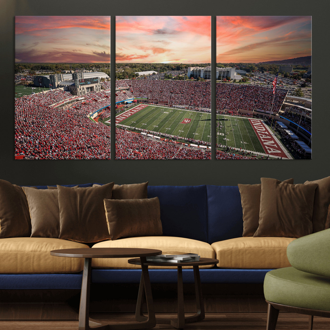 MGV-CV-60X30-3P - Indiana Memorial Stadium Wall Art Canvas Print, Framed Studium Canvas Art, Indiana Memorial Stadium