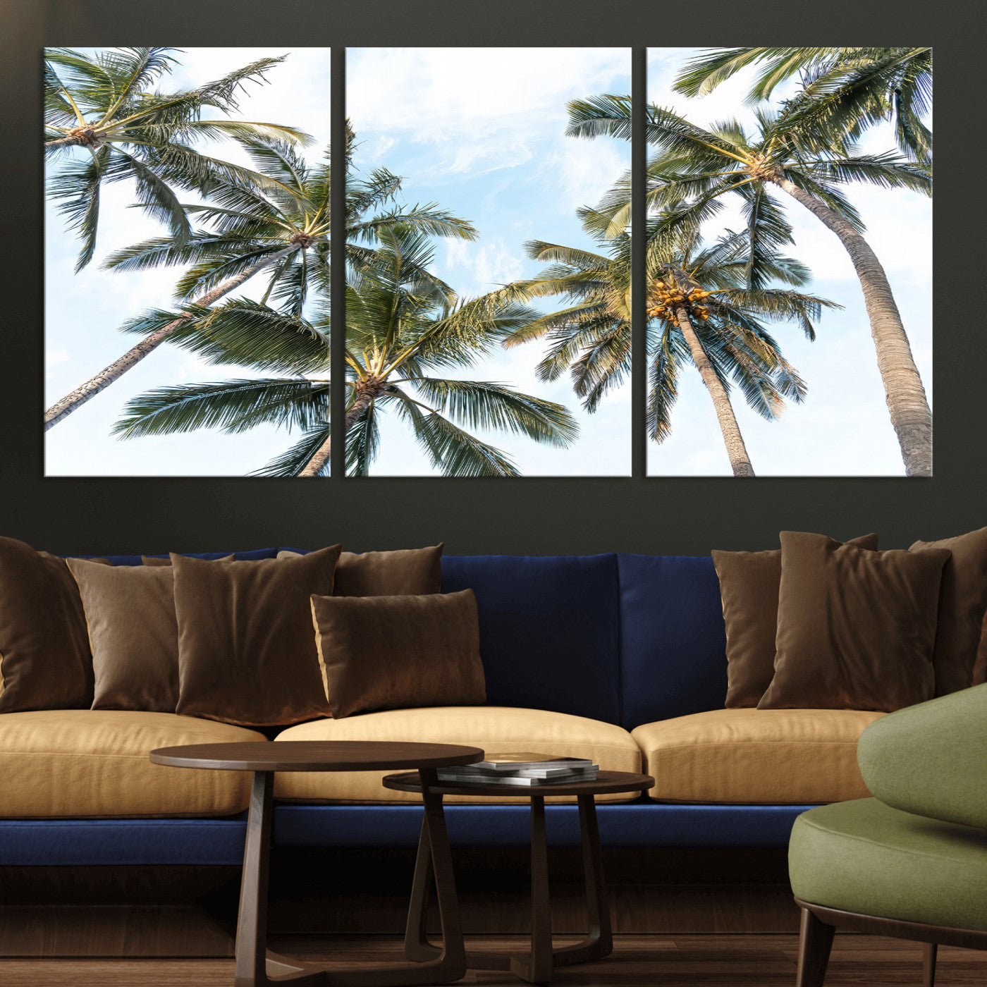 87247012-MGV-CV-36X24 - Tropical Palm Trees Wall Art – Sunlit Leaves & Blue Sky Canvas Print, Island Breeze and Vacation Vibes for Office or Home Decor
