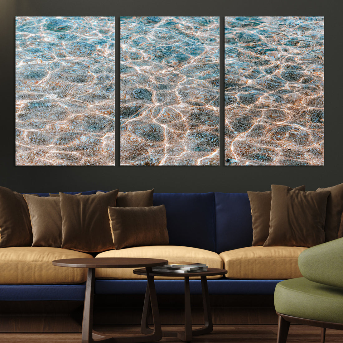 Clear Water Wall Art Canvas Print | Framed Sunlit Ocean Ripples