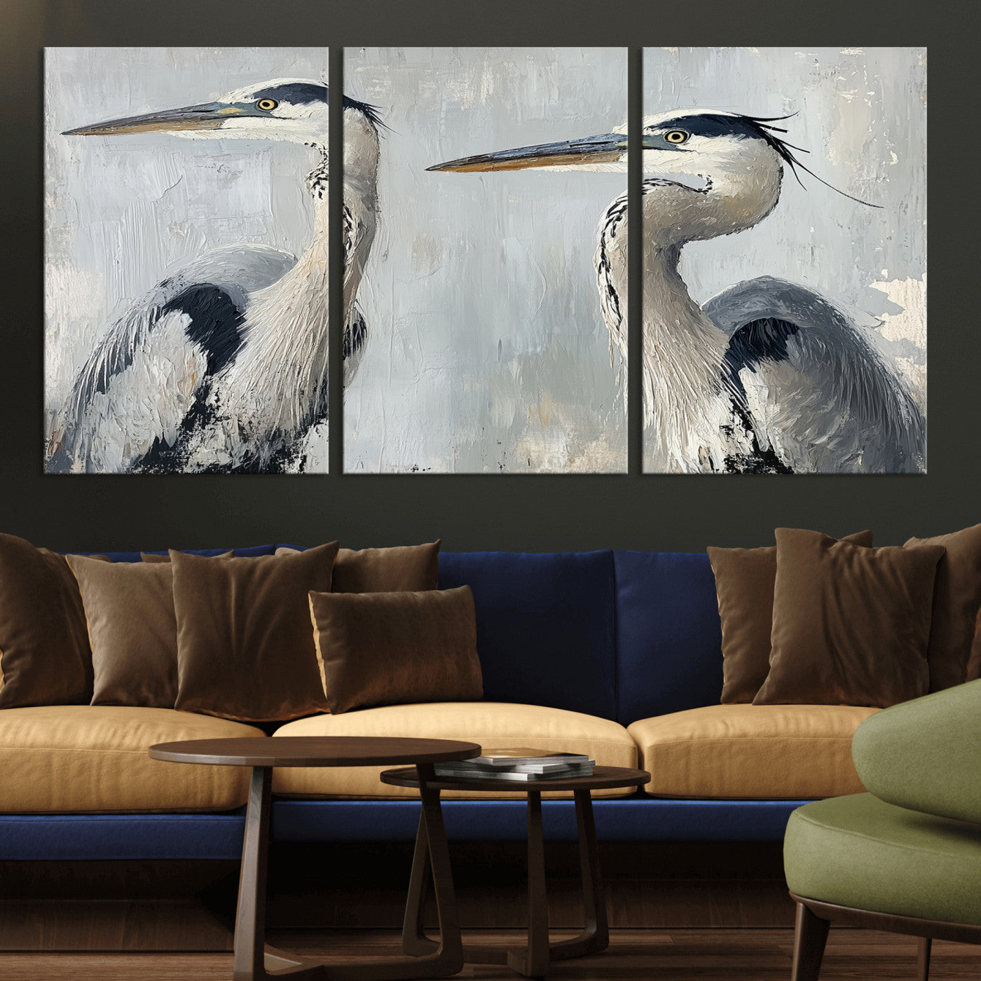 MGV-CV-60X30-3P - Bird Canvas Decor Wall Art Canvas Print, Framed Coastal Bird Pair Art Picture Print, Minimalist Wildlife Wall Perfect Coastal Minimalist Decor Artwork