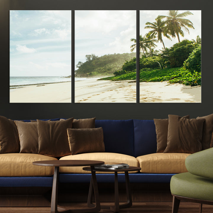 Relaxing Beach Wall Art Canvas Print, Framed Ocean View Art Picture Print, Coastal Serenity Perfect Tropical Coastal Decor Artwork