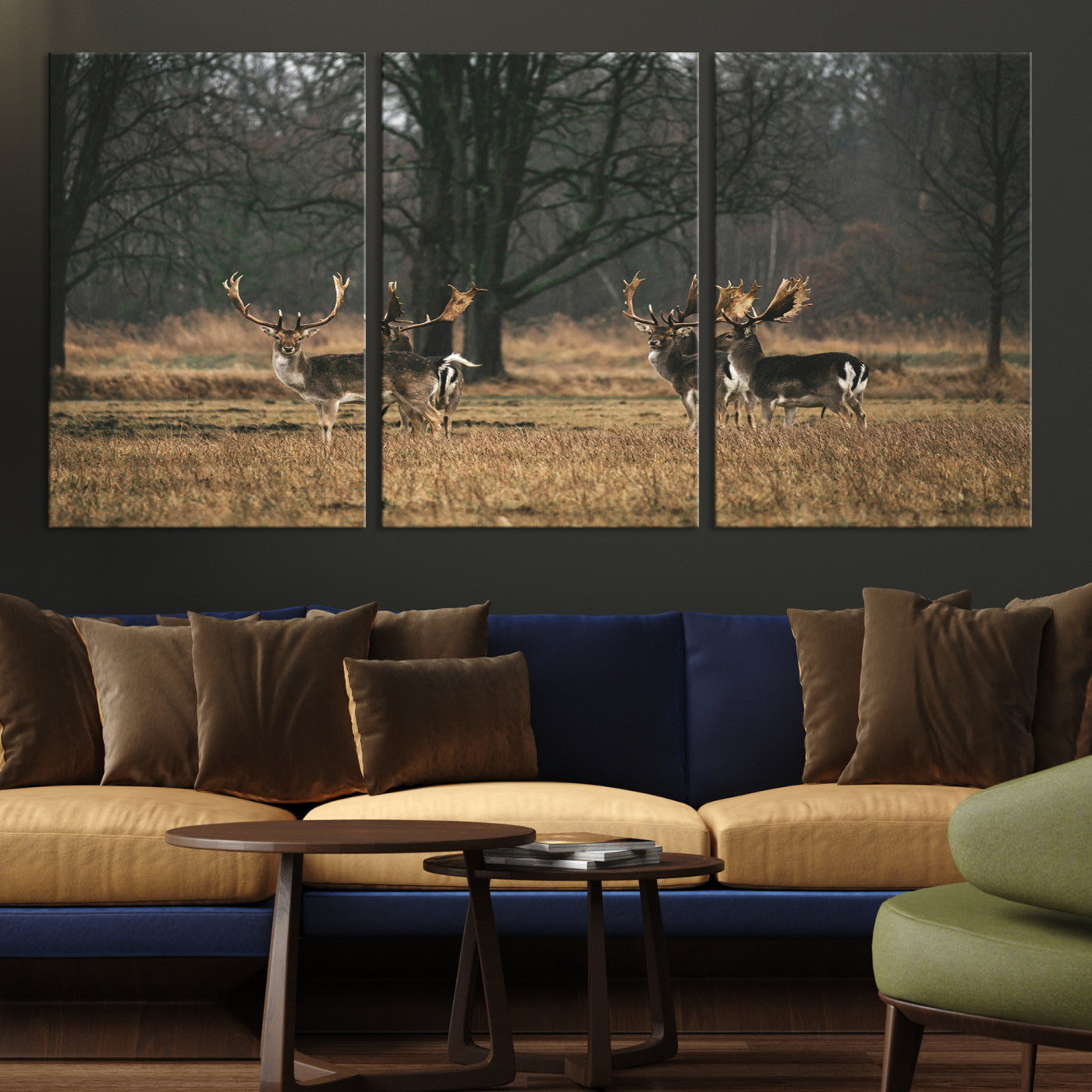 55348744-MGV-CV-36X24-Deer Photography Wall Art Canvas Print, Framed Rustic Wildlife Art Picture, Rustic Deer Wall Art Print