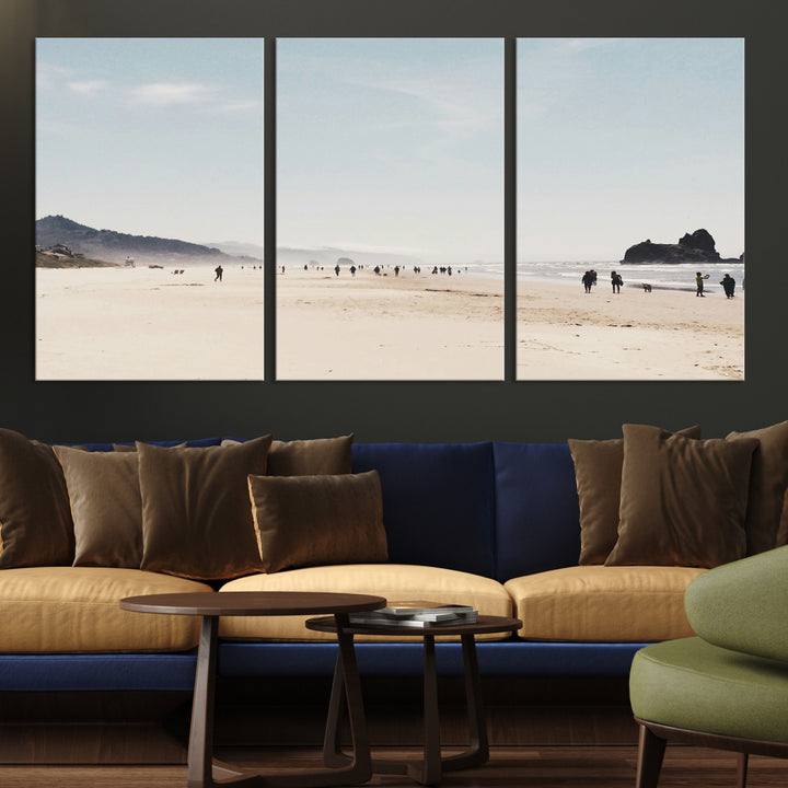 Minimalist Beach Wall Art Canvas Print, Framed Coastal Serenity Art Picture Print, Soft Sand Perfect Coastal Decor Artwork