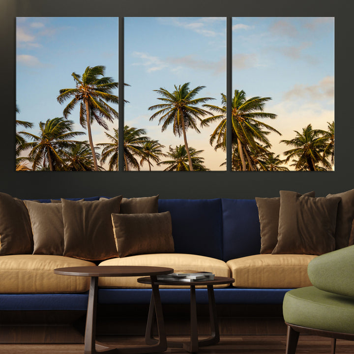 Palms Wall Art Canvas Print, Framed Tropical Art Picture Print, Coastal Perfect Coastal Decor Artwork