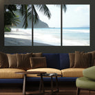 18311030-MGV-CV-36X24-Tropical Beach Wall Art Canvas Print, Framed Serene Ocean Art Picture Print, Palm Tree Shadows Perfect Tropical Coastal Decor Artwork