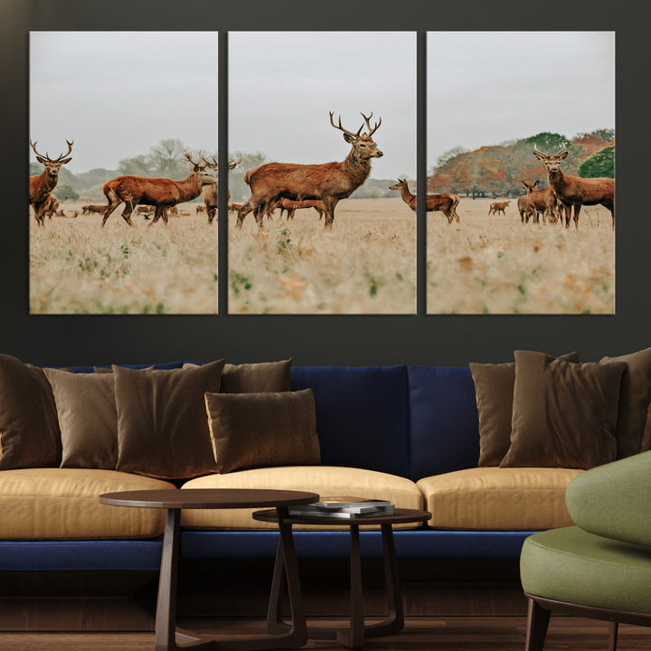 Rustic Deer Print Wall Art Canvas Print