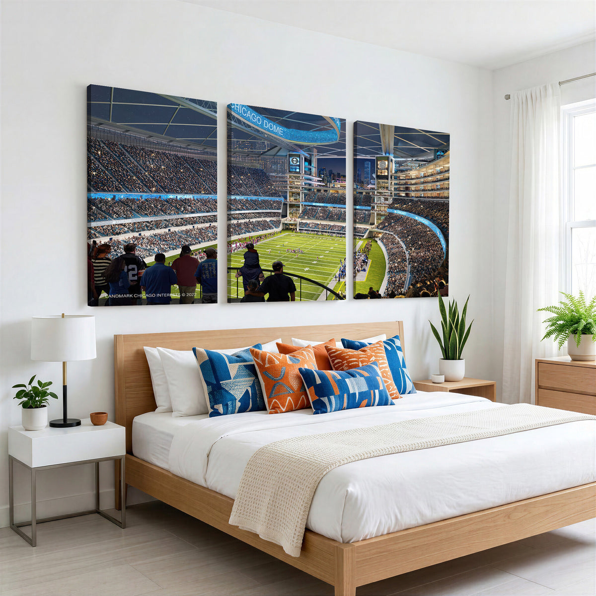 41816511-MGV-CV-36X24 - Chicago Dome Stadium Wall Art Canvas Print, Framed Modern Decor