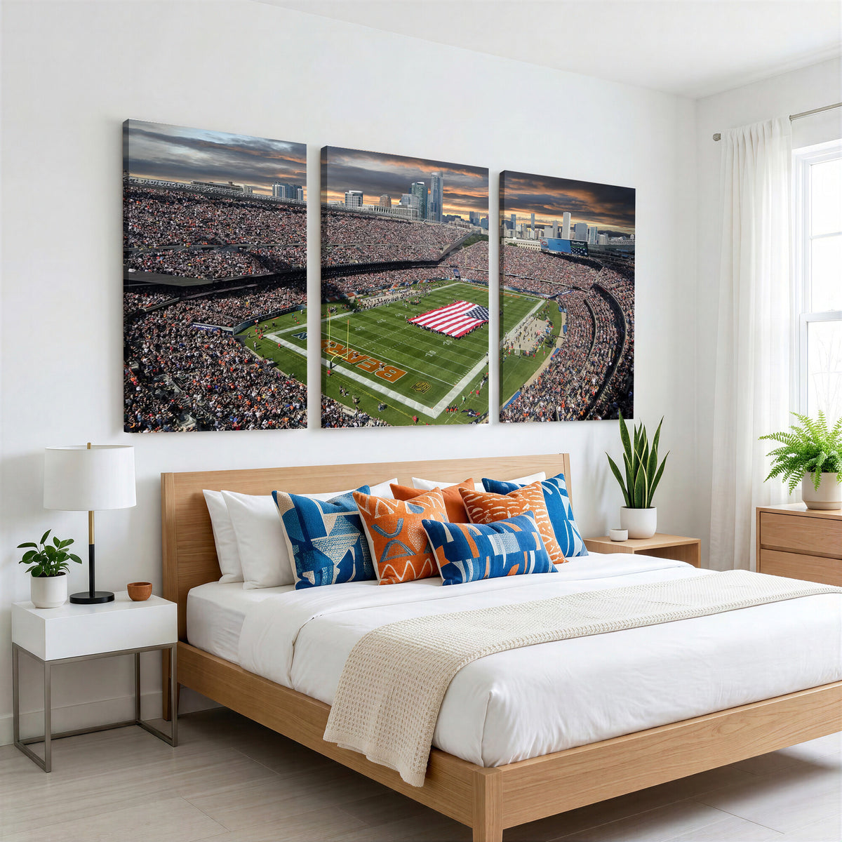 98106777-PAN-FL-20X10 - Chicago Bears Soldiers Field Wall Art Canvas Print, Extra Large Game Room Wall Decor
