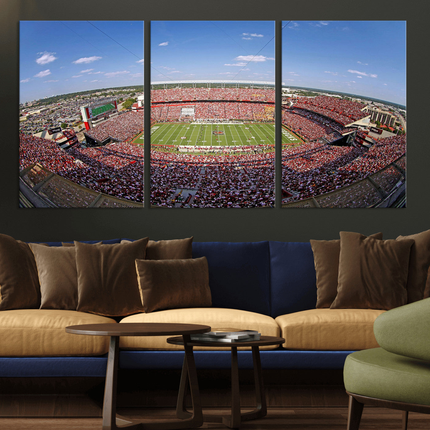 29492070-MGV-CV-60X30-3P - William Brice Stadium Wall Art Canvas Print – Stadium Crowd Sports Field Outdoor Event Football Game Artwork for Home Office