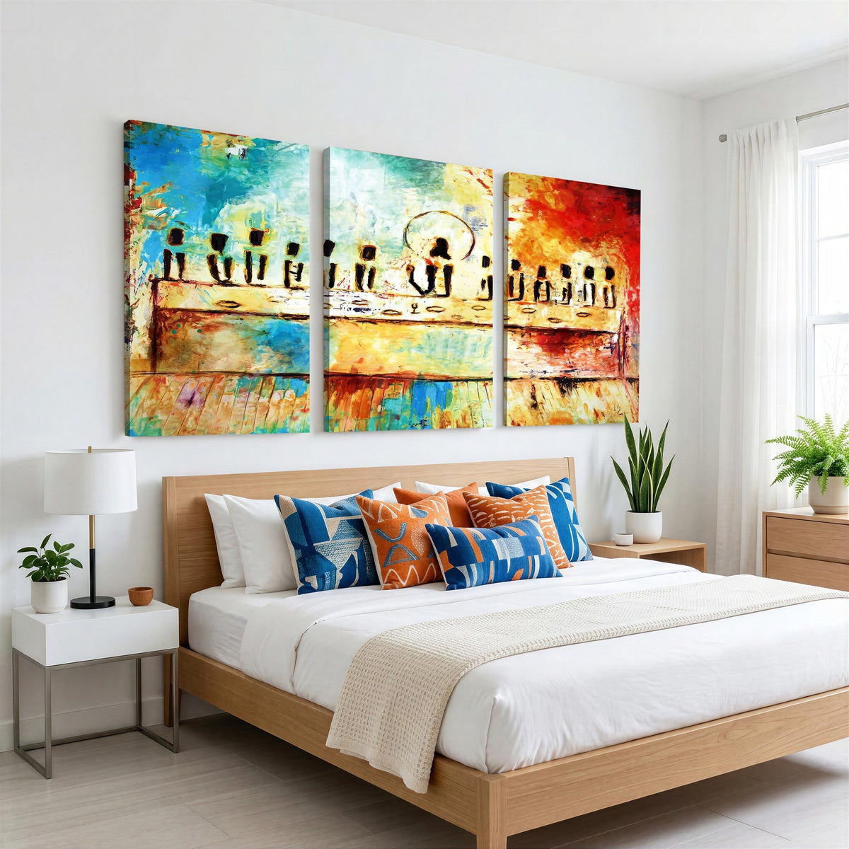 YKE34632598CR-_Poster-30x20 - Abstract Last Supper Wall Art, Jesus and Apostles Canvas Print, Religious Decor