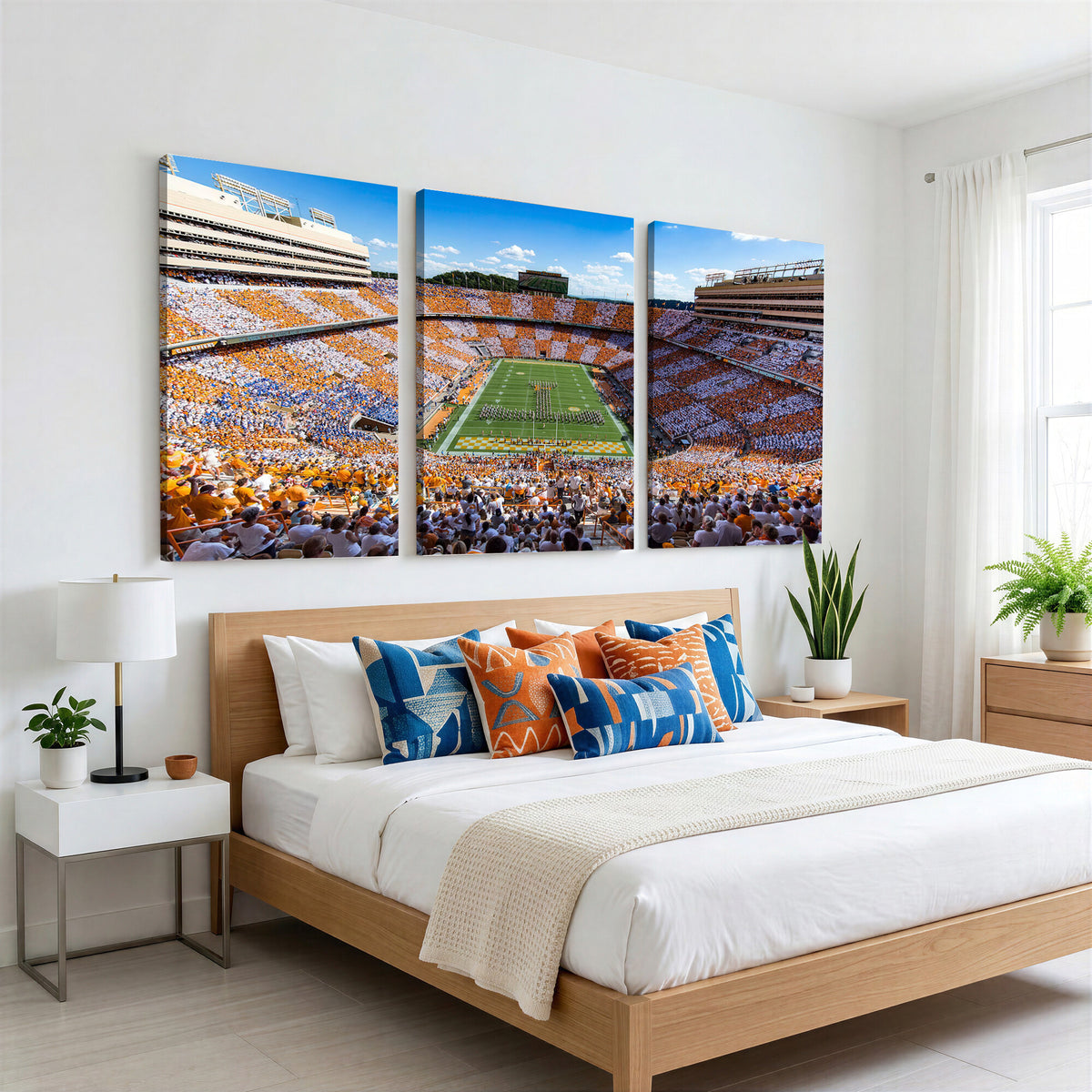 77097951-MGV-CV-36X24 - Tennessee Neyland Stadium Wall Art – Checkerboard Game Day Panoramic Canvas Print, College Football Decor for Home, Office, or Man Cave
