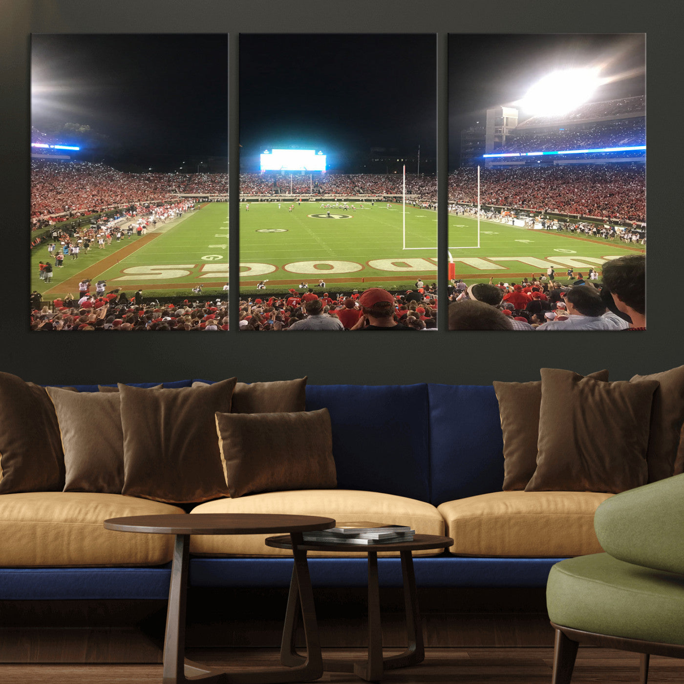 16230786-MGV-CV-60X30-3P - Dooley Stadium Wall Art, Sports Arena Panoramic Canvas Print, Modern Stadium Landscape Artwork for Home, Office