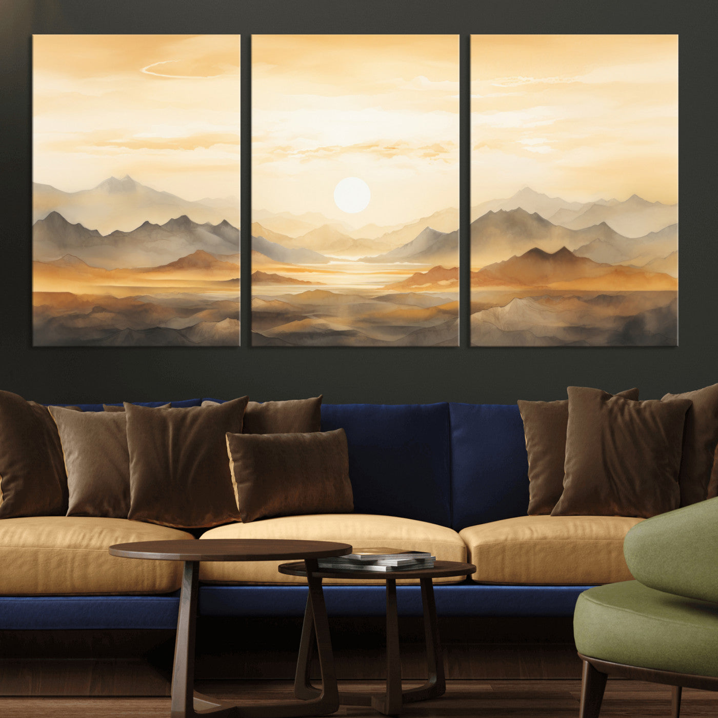 Nihat1-29-MGV-CV-36X24-Sepia Color Abstract Mountain Wall Art Canvas Print