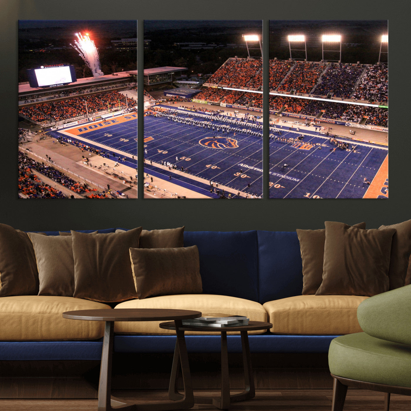 BS1001S-MGV-CV-60X30-3P - Boise State Broncos Albertsons Stadium Wall Art Canvas Print
